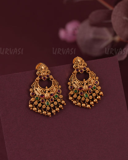 Gold-Toned Traditional Peacock Lakshmi Earring ER 1051