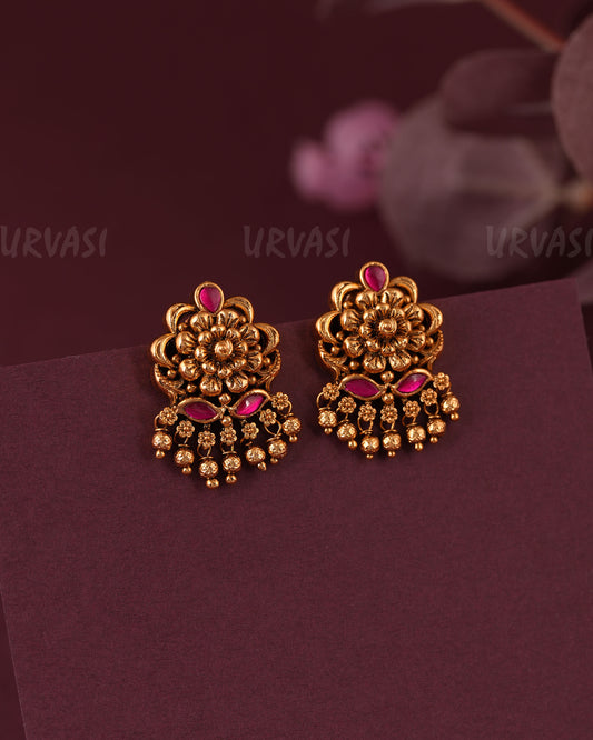 Gold-Floral Antique Kemp Stud Earring ER 1053