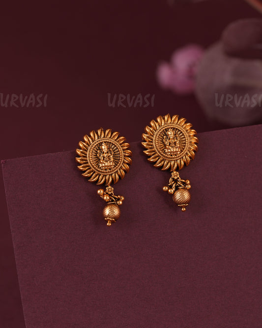 Gold-Toned  Traditional Lakshmi Stud Earring Er 1149