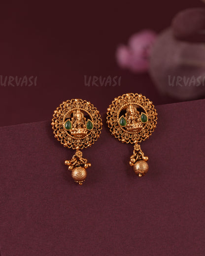 Gold-Toned Floral Traditional Lakshmi Stud Earring ER  1143