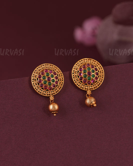 Gold-Toned Floral Kemp-Stud Earring ER 1146