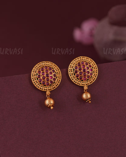 Gold-Toned Floral Kemp-Stud Earring ER 1146