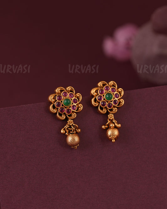 Gold-Toned Floral Kemp-Stud Earring ER 1141