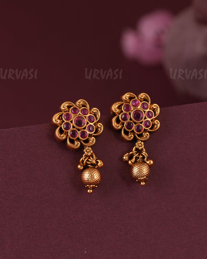 Gold-Toned Floral Kemp-Stud Earring ER 1141