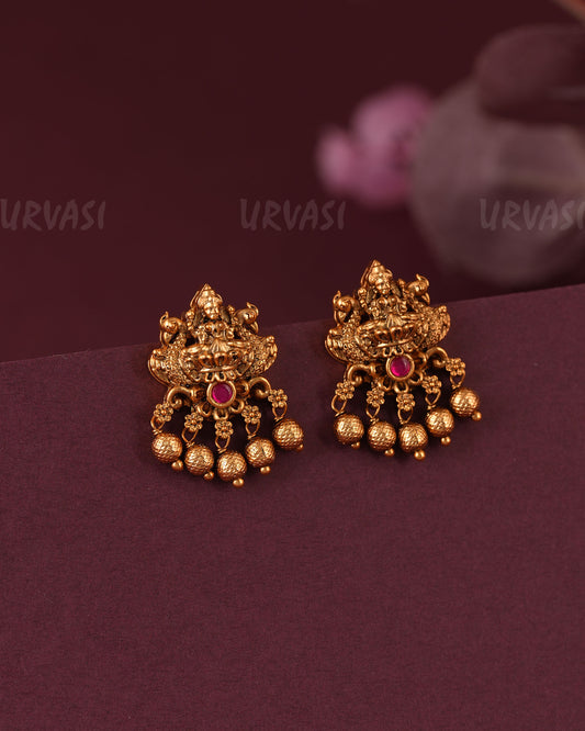 Gold-Toned Traditional Lakshmi Stud Earring ER 1151