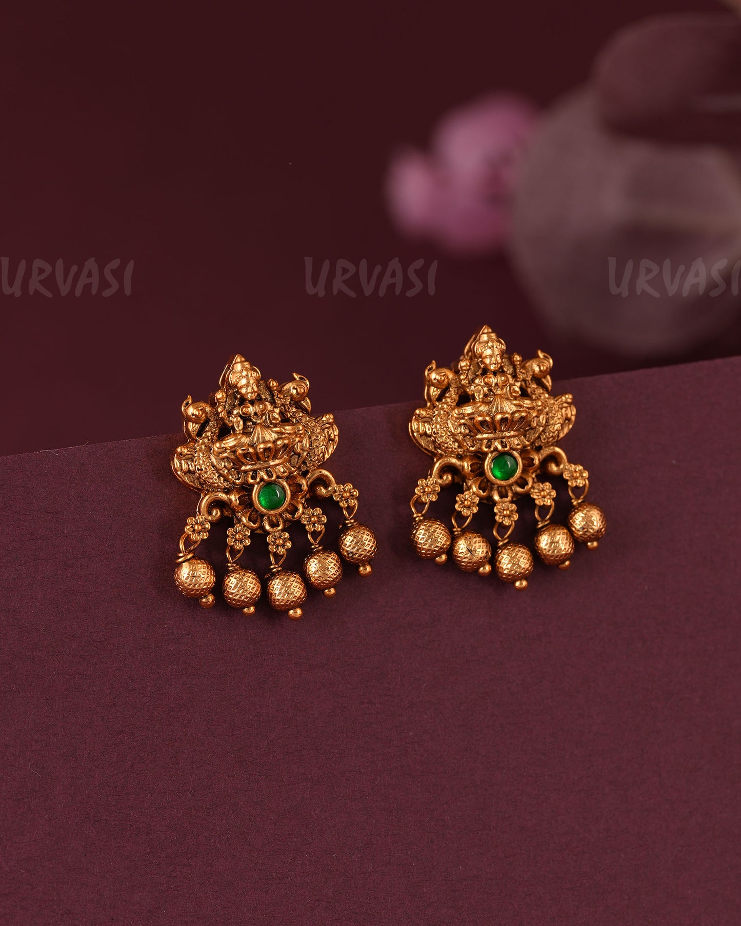 Gold-Toned Traditional Lakshmi Stud Earring ER 1151