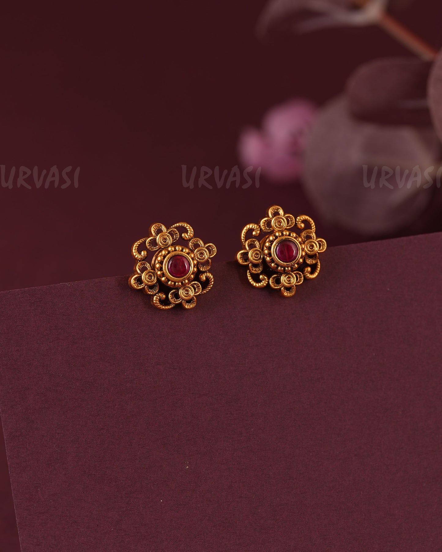 Gold-Toned Floral Stud Earring ER  1136