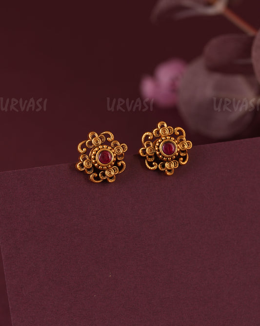 Gold-Toned Floral Stud Earring ER  1136