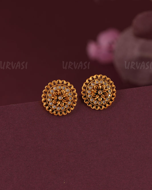 Gold-Floral Designed  Stud Earring ER 1108