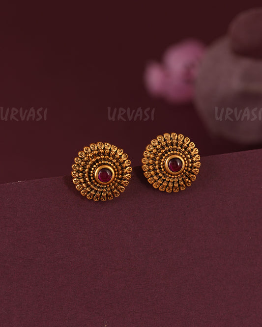 Gold-Floral  Kemp-Stone Stud Earring ER 1135