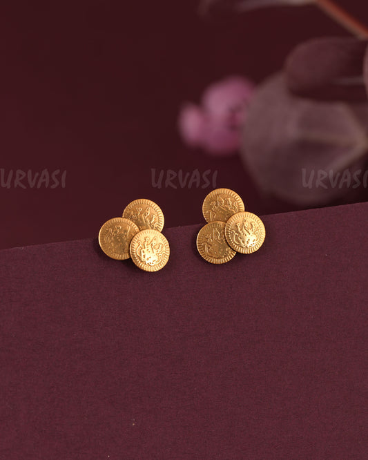 Gold-Plated Traditional Lakshmi Kaasu Stud Earring ER 1102