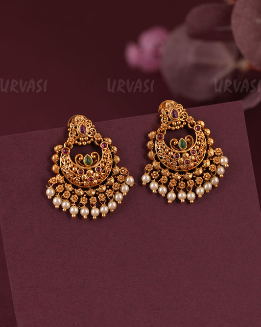 Gold-Floral Traditional Chaandbali  Earring  ER 1111