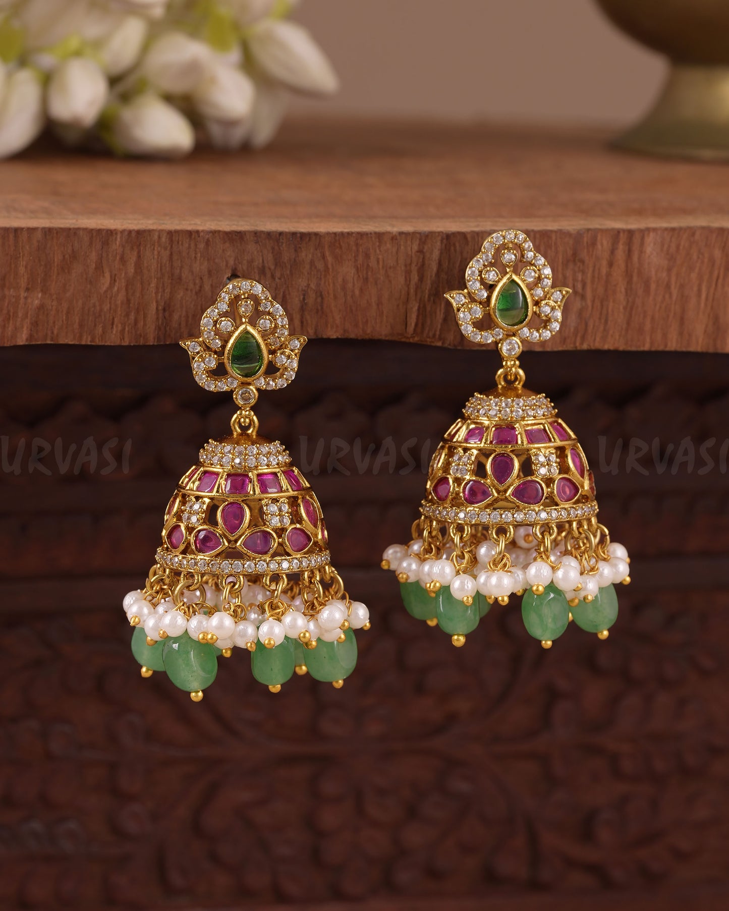 Gold-Toned Kemp Pearl Drop Jhumka Earring ER 1078