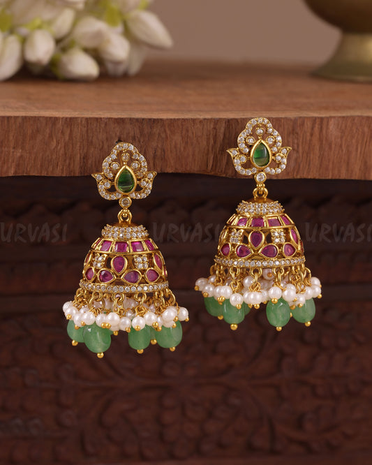 Gold-Toned Kemp Pearl Drop Jhumka Earring ER 1078