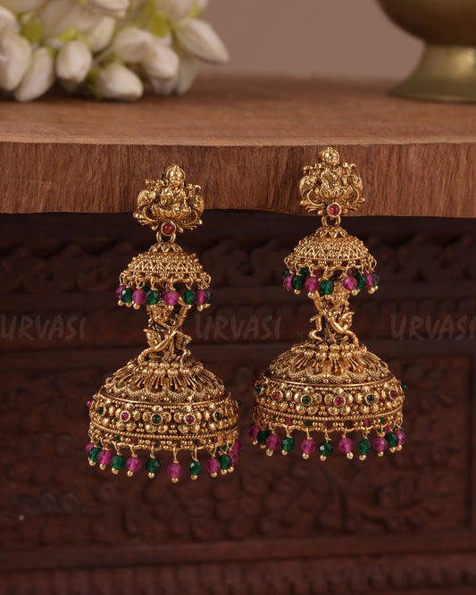 Gold-Toned Traditional Krishna Two-Layer Earring ER 1133