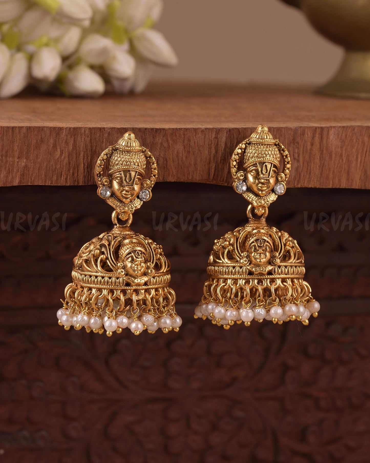 Gold-Toned Traditional Lakshmi Jhumka Earring ER  1070