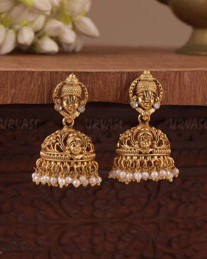 Gold-Toned Traditional Lakshmi Jhumka Earring ER  1070