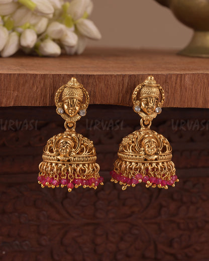 Gold-Toned Traditional Lakshmi Jhumka Earring ER  1070