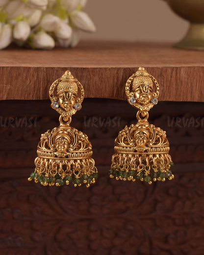 Gold-Toned Traditional Lakshmi Jhumka Earring ER  1070