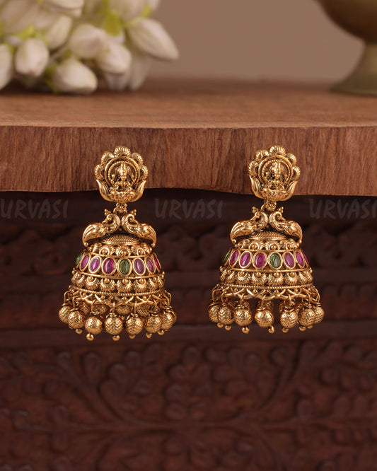 Gold-Toned Traditional Peacock Lakshmi Earring ER 1069