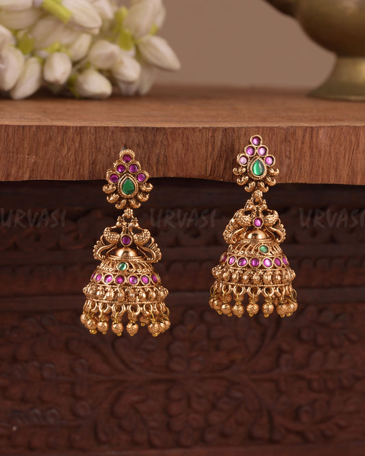 Gold-Toned Peacock Jhumka Earring ER 1074