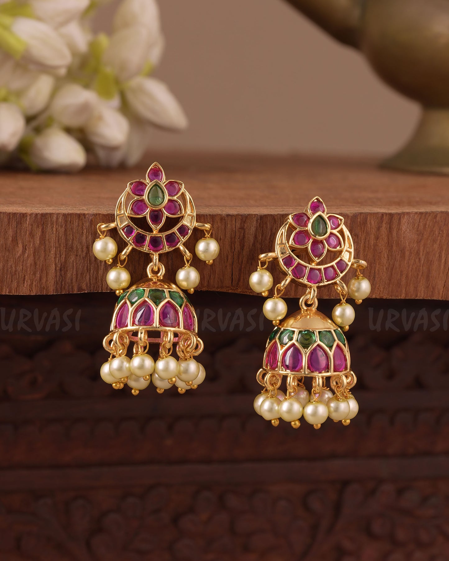 Gold-Toned  Floral Jhumka Earring ER 1064
