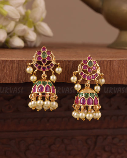 Gold-Toned  Floral Jhumka Earring ER 1064