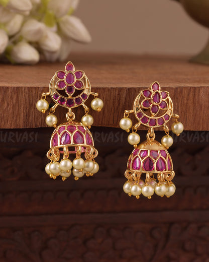 Gold-Toned  Floral Jhumka Earring ER 1064
