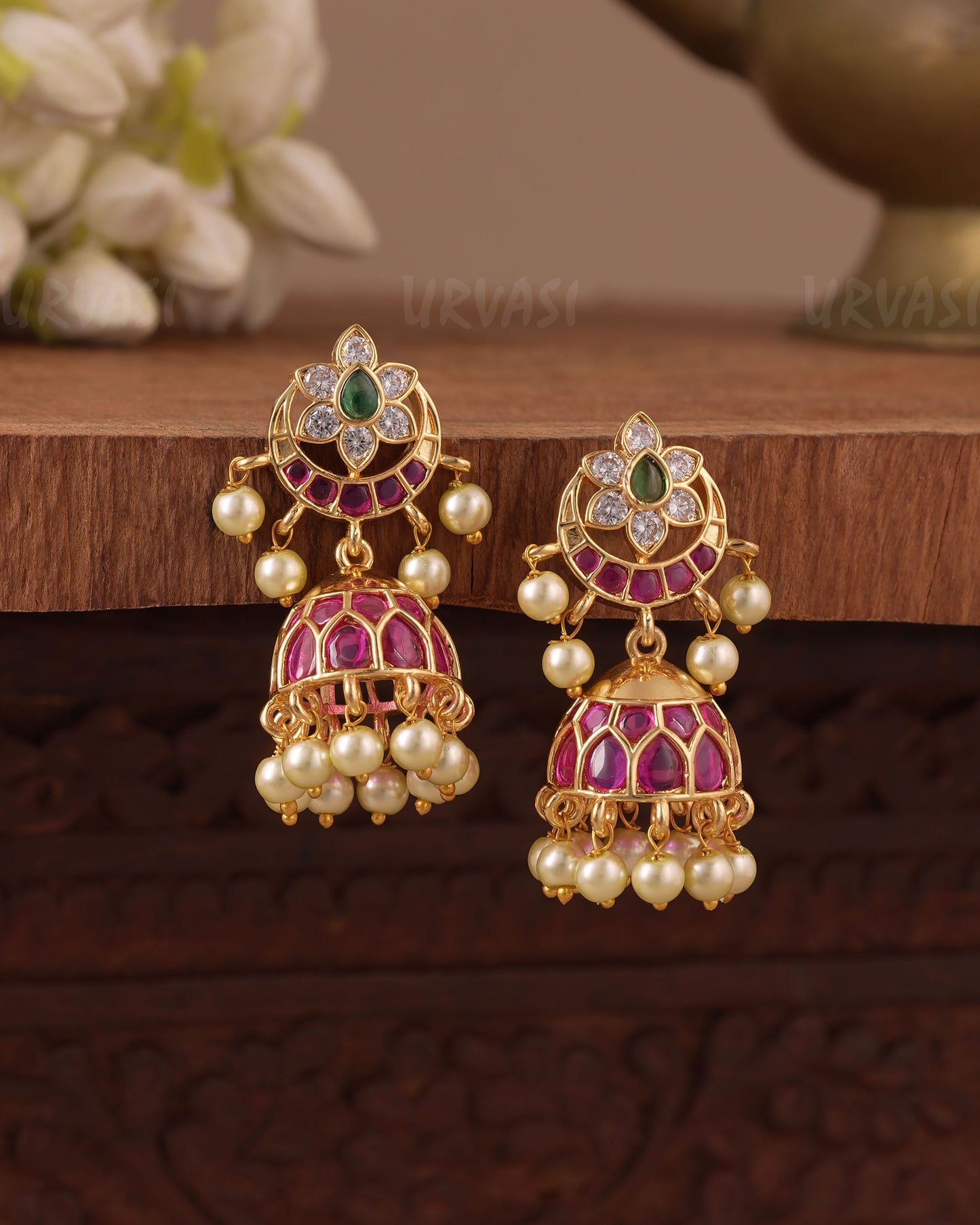 Gold-Toned  Floral Jhumka Earring ER 1064