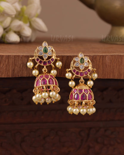 Gold-Toned  Floral Jhumka Earring ER 1064