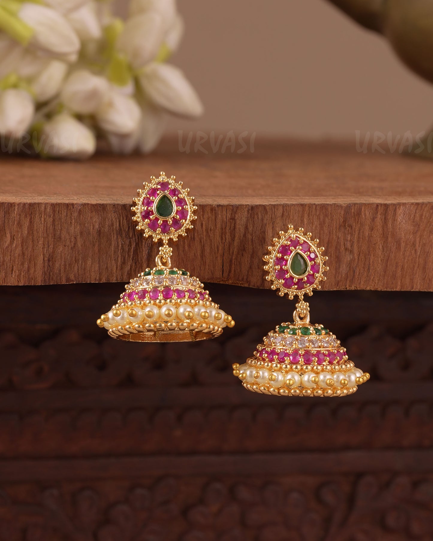 Gold-Toned Traditional Embellished Jhumka Earring ER 1062