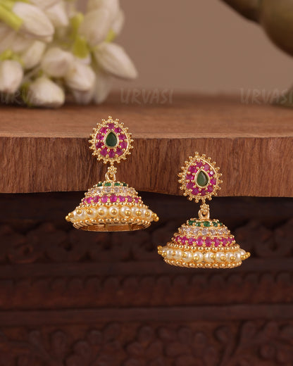 Gold-Toned Traditional Embellished Jhumka Earring ER 1062