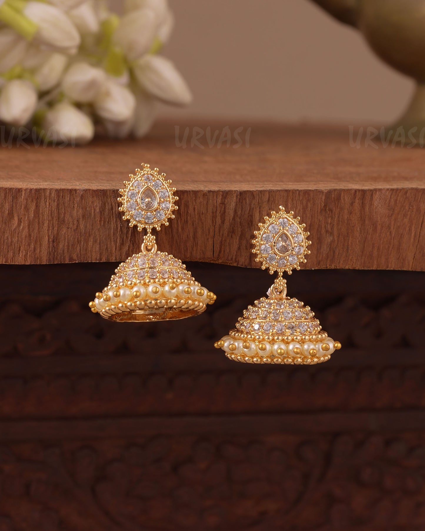 Gold-Toned Traditional Embellished Jhumka Earring ER 1062