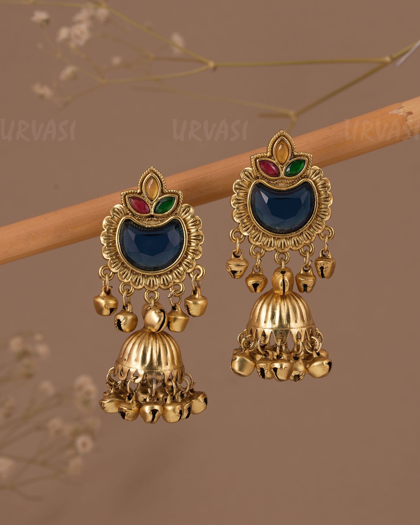 Gold-Toned Kashmiri Ghungroo Jhumka Earring ER  1086