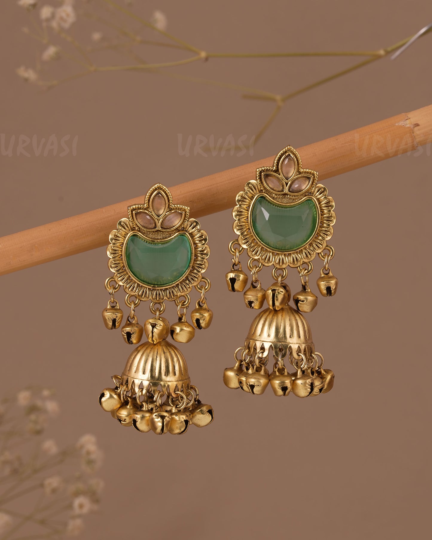 Gold-Toned Kashmiri Ghungroo Jhumka Earring ER  1086