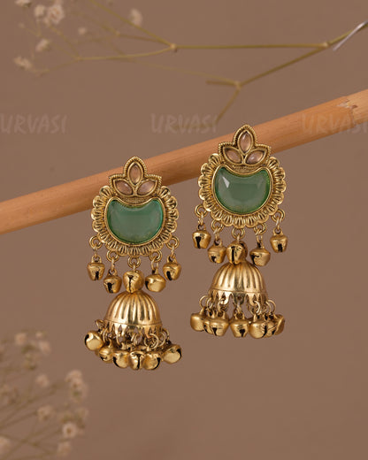 Gold-Toned Kashmiri Ghungroo Jhumka Earring ER  1086