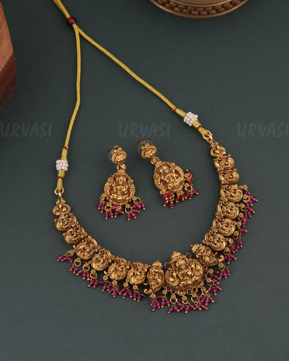 Gold-Toned Traditional Lakshmi  Choker Necklace 1740