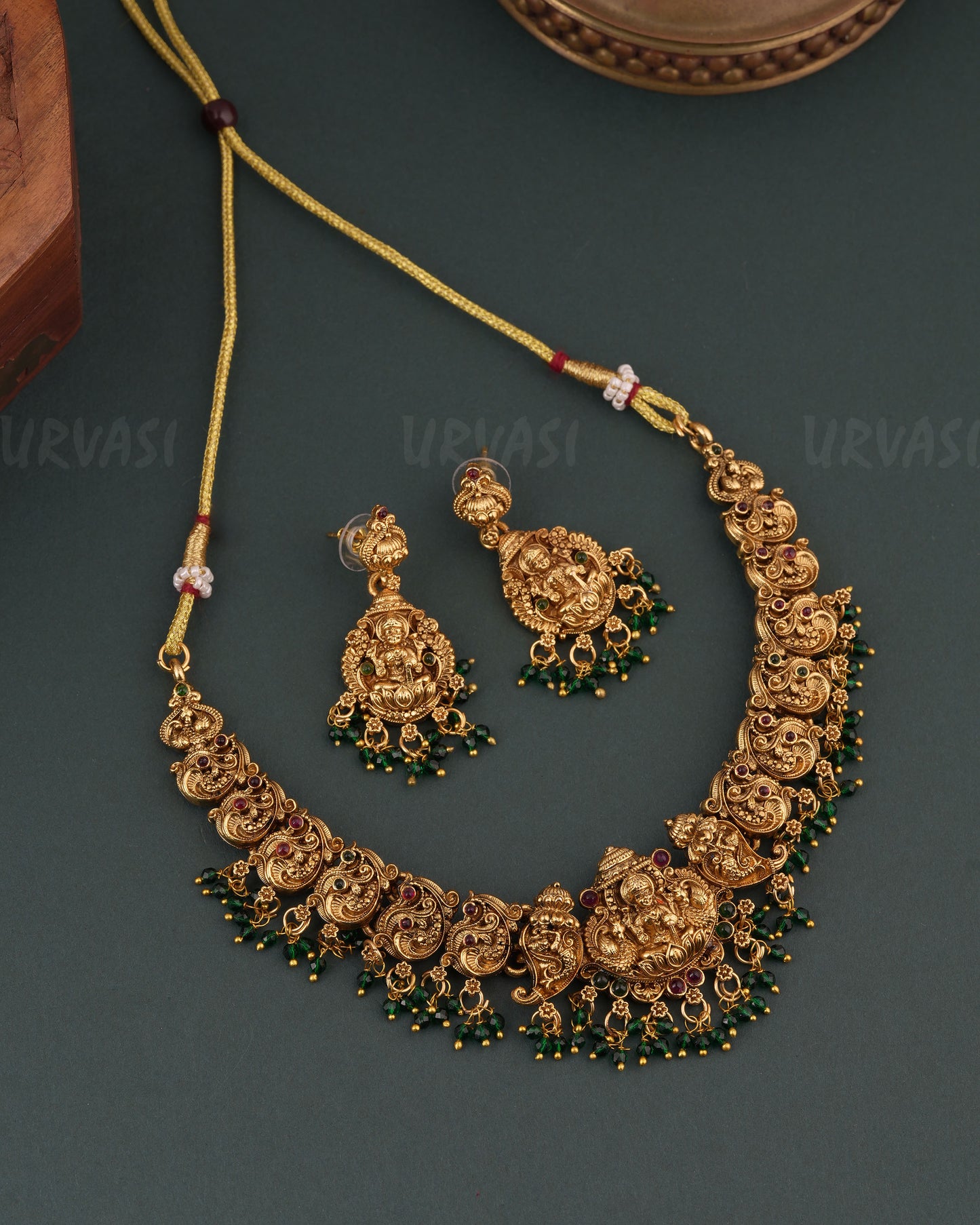 Gold-Toned Traditional Lakshmi  Choker Necklace 1740