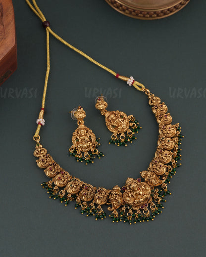 Gold-Toned Traditional Lakshmi  Choker Necklace 1740