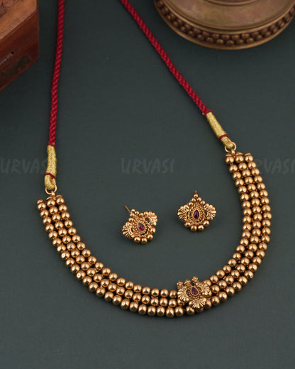 Gold-Toned Three -Layer Choker Necklace 1739