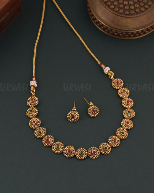 Gold-Floral Choker Necklace 1778