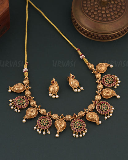 Gold-Toned  Traditional Mango Necklace 1779