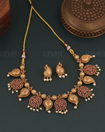 Gold-Toned  Traditional Mango Necklace 1779
