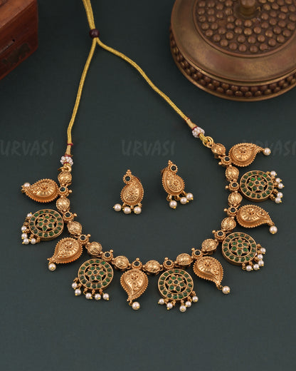 Gold-Toned  Traditional Mango Necklace 1779