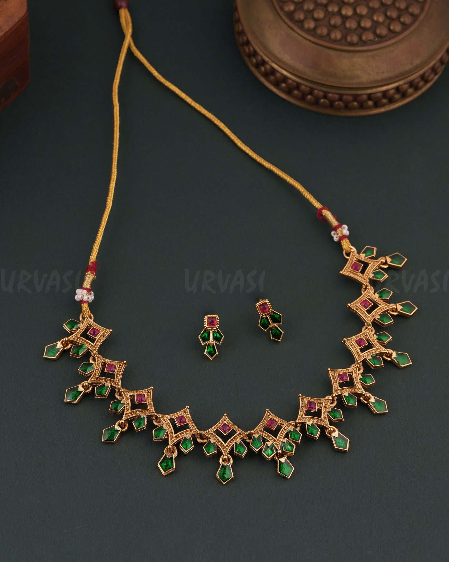 Gold-Toned Traditional Palakka Necklace 1777