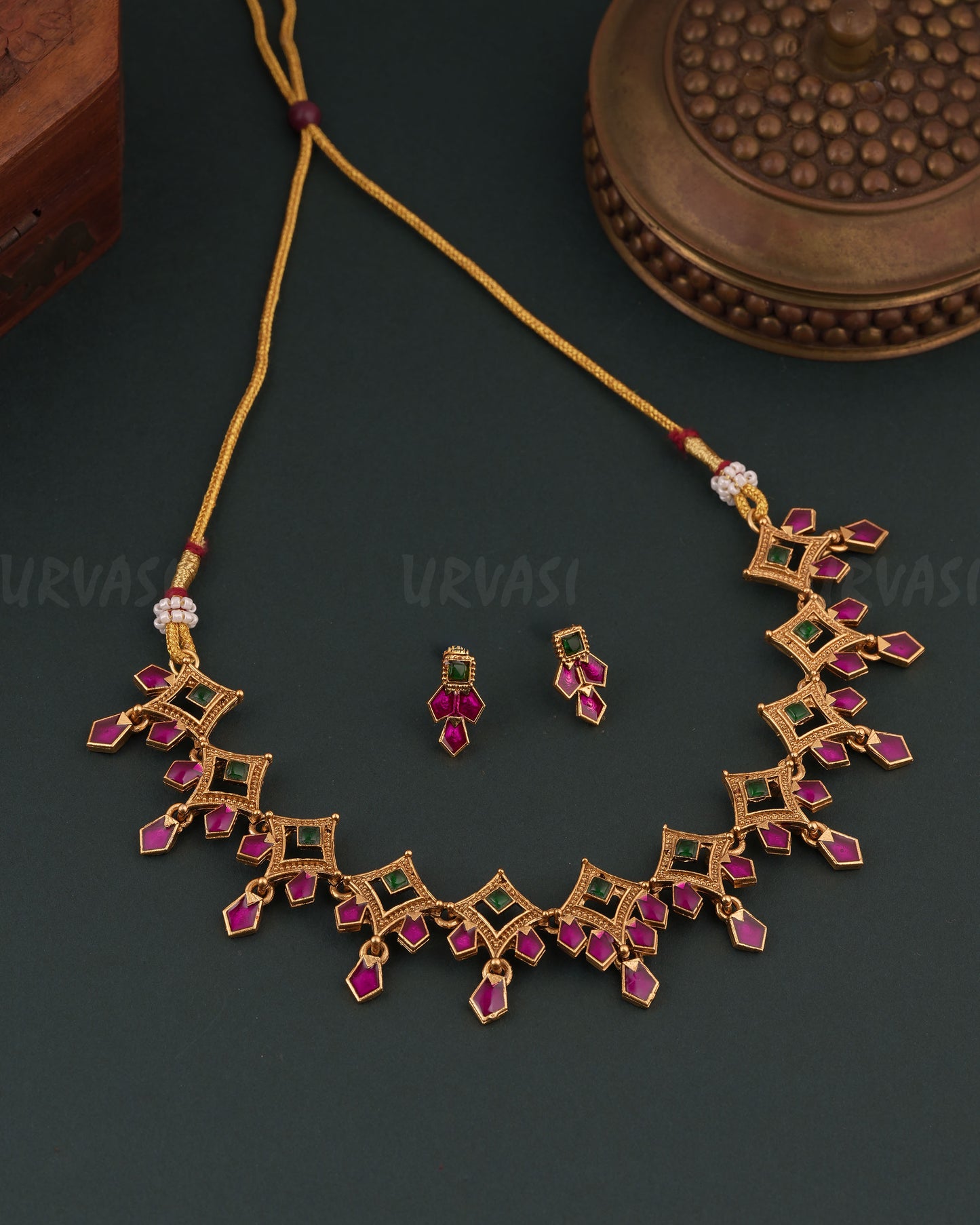 Gold-Toned Traditional Palakka Necklace 1777