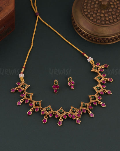 Gold-Toned Traditional Palakka Necklace 1777