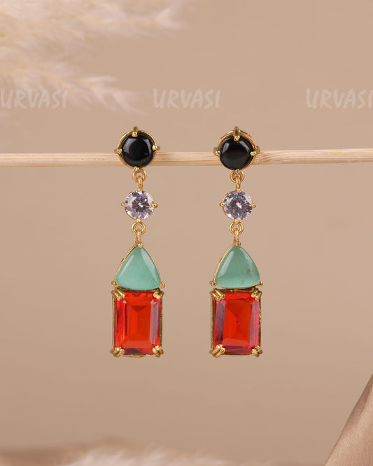 Gold-Multi-Geometric Stone Earrings ER  1184