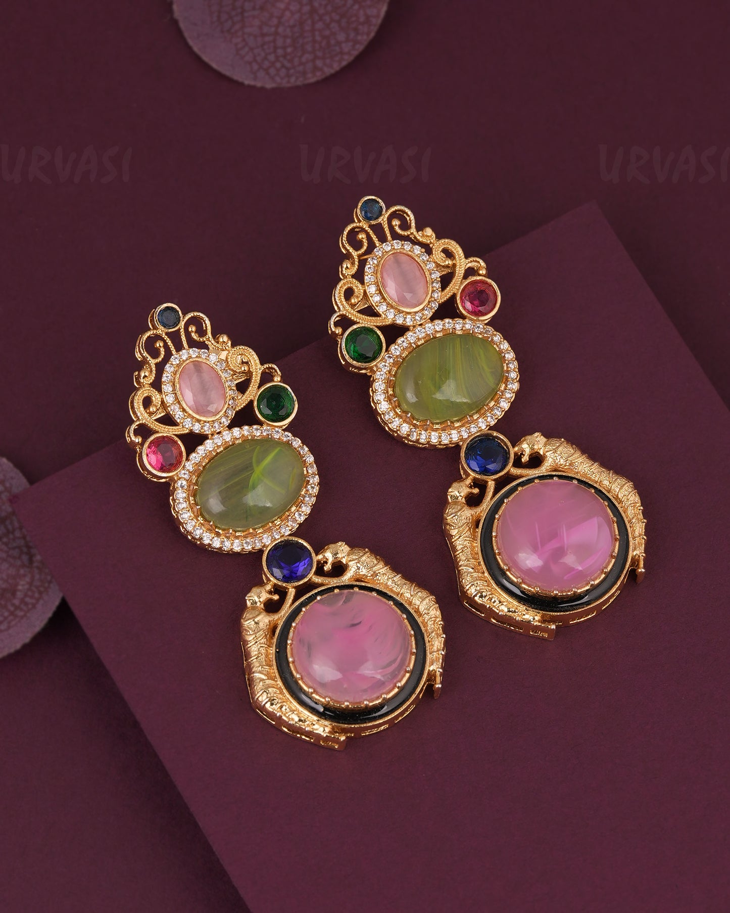 Gold-GemStone Multi  Earring ER 1165