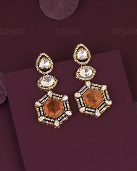 Gold-Toned Kundan Polki  Earring ER 1163